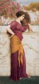 Le fan de paon 1912 néoclassique dame John William Godward